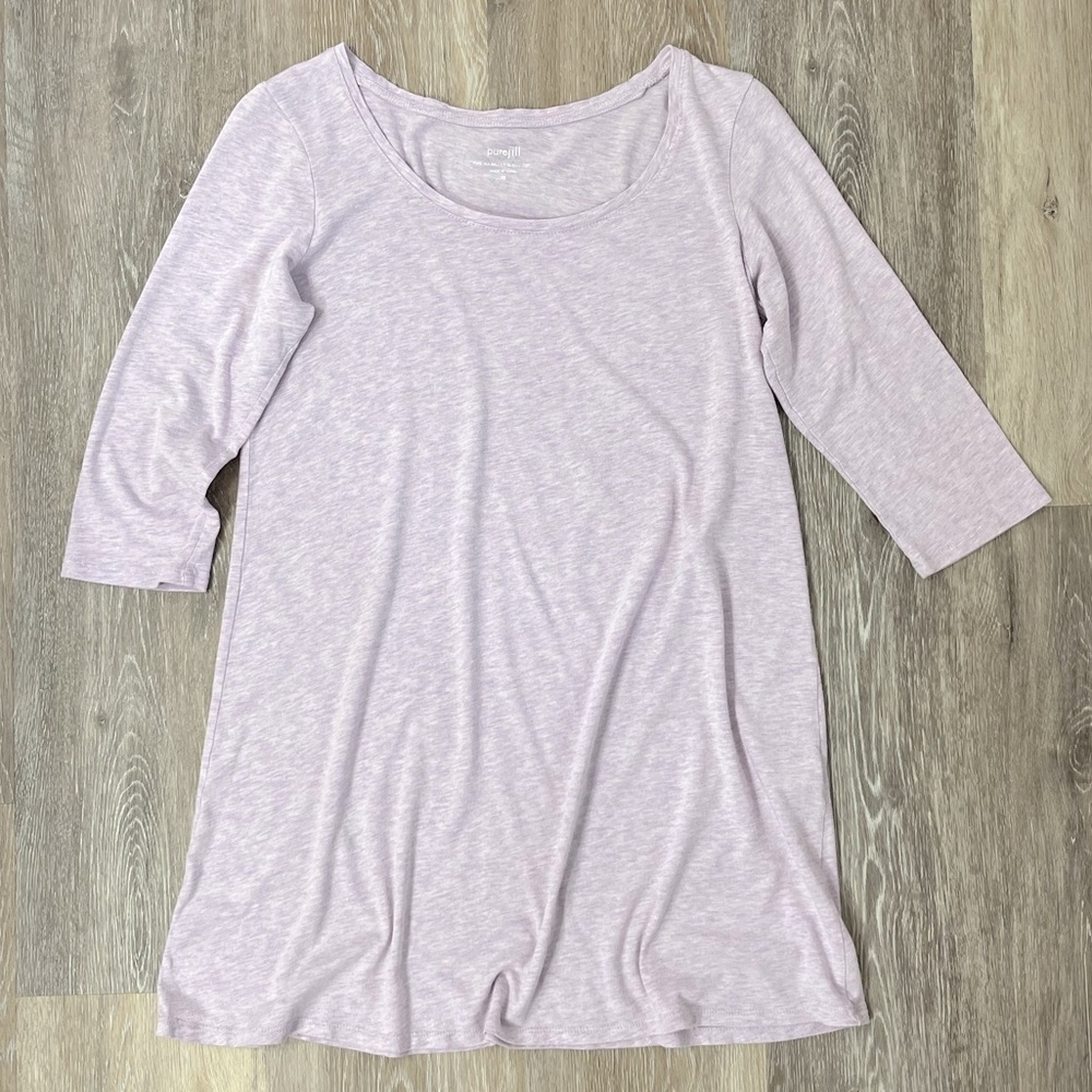 𝅺PUREJILL cotton modal blend light purple 3/4 ballet sleeve tunic, size XS.